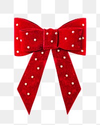 Png red ribbon bow, isolated image, transparent background