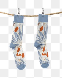 PNG Hanging blue socks transparent background