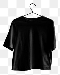 PNG Black t-shirt on hanger transparent background