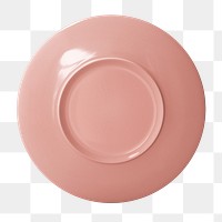 Pink plate png tableware rear view, transparent background