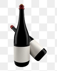 Wine bottle png blank label, transparent background