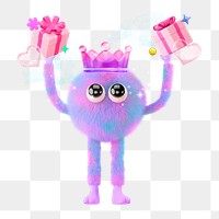 Birthday monster png sticker, mixed media transparent background