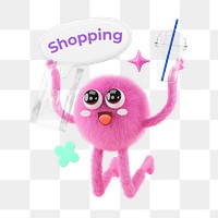 Shopping png word sticker, mixed media design, transparent background