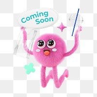 Coming soon png word sticker, mixed media design, transparent background
