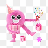 Birthday monster png sticker, mixed media transparent background