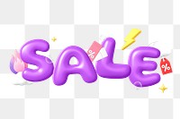 Sale png 3D word sticker, purple balloon texture