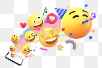 PNG 3D party emoticon, celebration sticker, transparent background