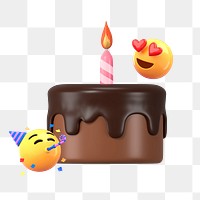 3D birthday emoticon png celebration sticker, transparent background