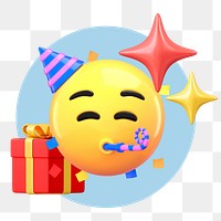 Birthday 3D png emoticon sticker, transparent background