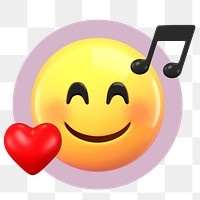 Music 3D png emoticon sticker, transparent background