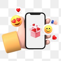 Online dating 3D png emoticon sticker, transparent background