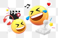 3D emoticon png entertainment sticker, transparent background