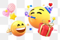 Birthday celebration 3D png emoticon sticker, transparent background