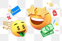 Online shopping 3D png emoticon sticker, transparent background