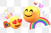 Cute love 3D png emoticon sticker, transparent background