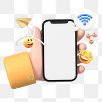 Wifi network 3D png emoticon sticker, transparent background