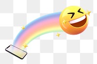 Laughing emoticon rainbow png sticker, 3D smartphone graphic, transparent background