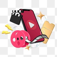 3D entertainment png movie sticker, transparent background