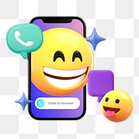 Happy emoticons png video call on the phone, transparent background