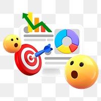 Digital marketing png 3D emoticons, growing business remix, transparent background