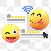 Positive business reviews png sticker, 3D emoticons remix, transparent background