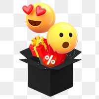 Celebration promotion 3D png emoticon sticker, transparent background