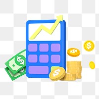 Interest rate calculator png sticker, 3D graphic, transparent background