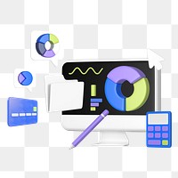 Computer data png sticker, 3D graphic, transparent background