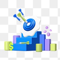 Successful business target png sticker, 3D graphic, transparent background