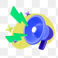 3D megaphone png sticker, campaign announcement graphic, transparent background