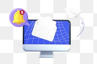 Email notification png computer, 3D graphic, transparent background