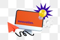 Innovation idea png submission through emails, 3D computer graphic, transparent background