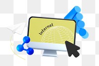 3D global connection png sticker, computer screen graphic, transparent background