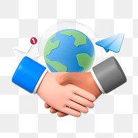 International business partnership png sticker, 3D graphic, transparent background