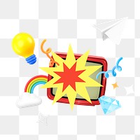 Entertainment media png sticker, colorful remix, transparent background 