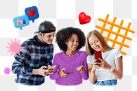 Socializing teenagers png sticker, colorful remix, transparent background 