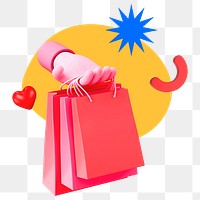 Shopping bag png sticker, colorful remix, transparent background 