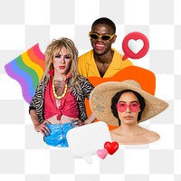 LGBTQ+ pride png sticker, colorful remix, transparent background 