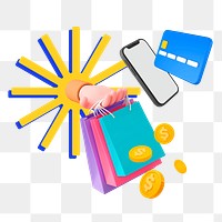 Shopping spree png sticker, colorful remix, transparent background 