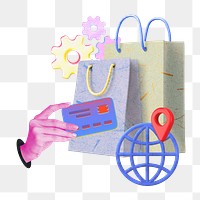 Online shopping png sticker, credit card finance remix, transparent background