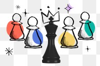 Chess pieces png sticker, business teamwork doodle, transparent background