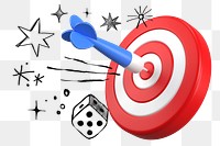 Dart hitting dartboard png sticker, business target mixed media, transparent background