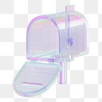 Iridescent mailbox png 3D element, transparent background