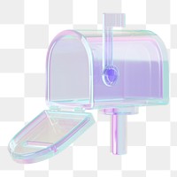 Iridescent mailbox png 3D element, transparent background