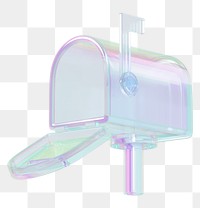 Iridescent mailbox png 3D element, transparent background