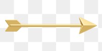 Gold arrow png 3D element, transparent background