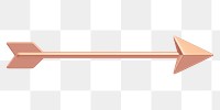 Rose gold arrow png 3D element, transparent background