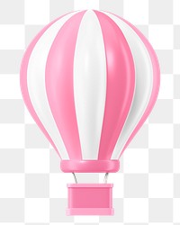 Pink hot air balloon png 3D element, transparent background