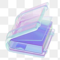 Holographic book png 3D education element, transparent background