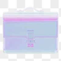 Holographic business briefcase png 3D element, transparent background